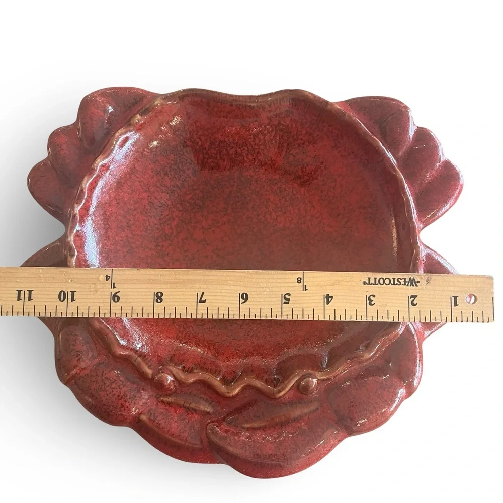 Red Ceramic Crab Shaped Serving Platter